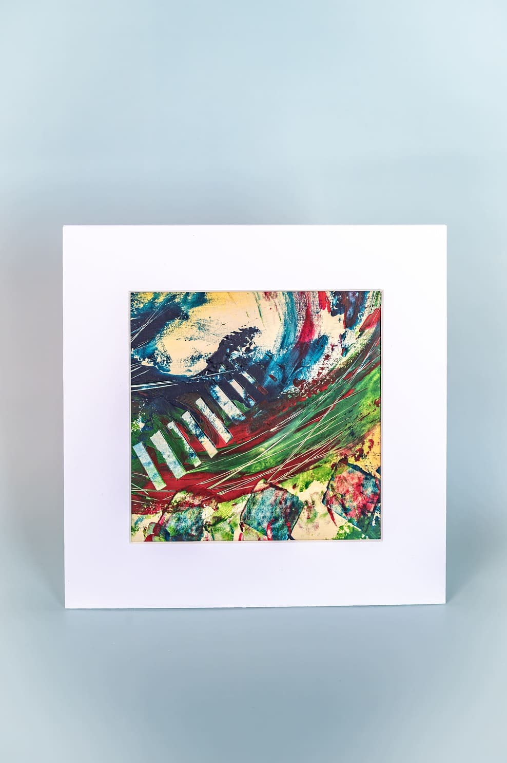 Artwork on canvas with mixed techniques and unique textures