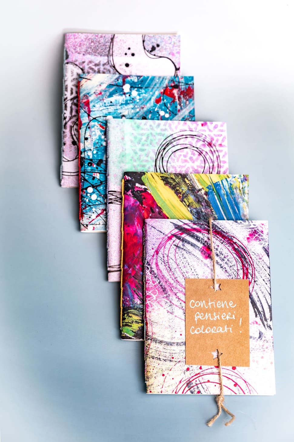 Creative diary with colorful artistic motifs